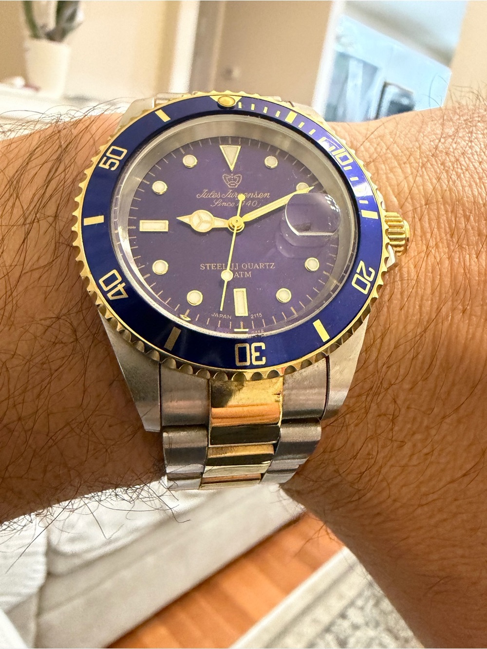 Vintage Jules Jurgensen Quartz Diver Watch - Blue Dial Two-Tone Stainless Steel